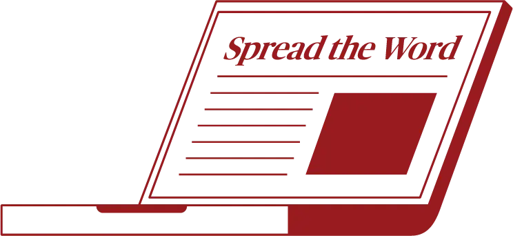 Laptop with the headline “Spread the Word”